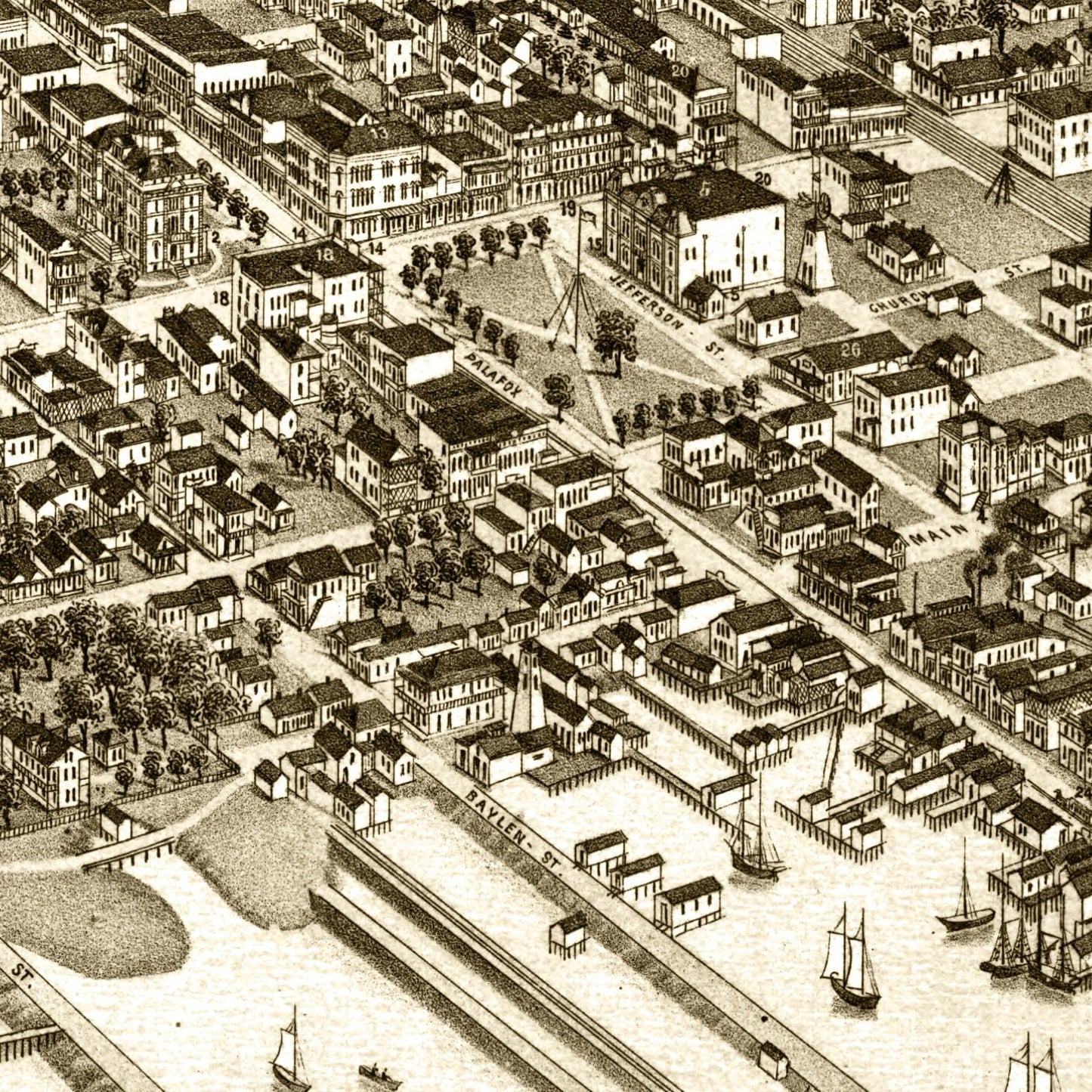 Vintage Map of Pensacola, Florida, 1885