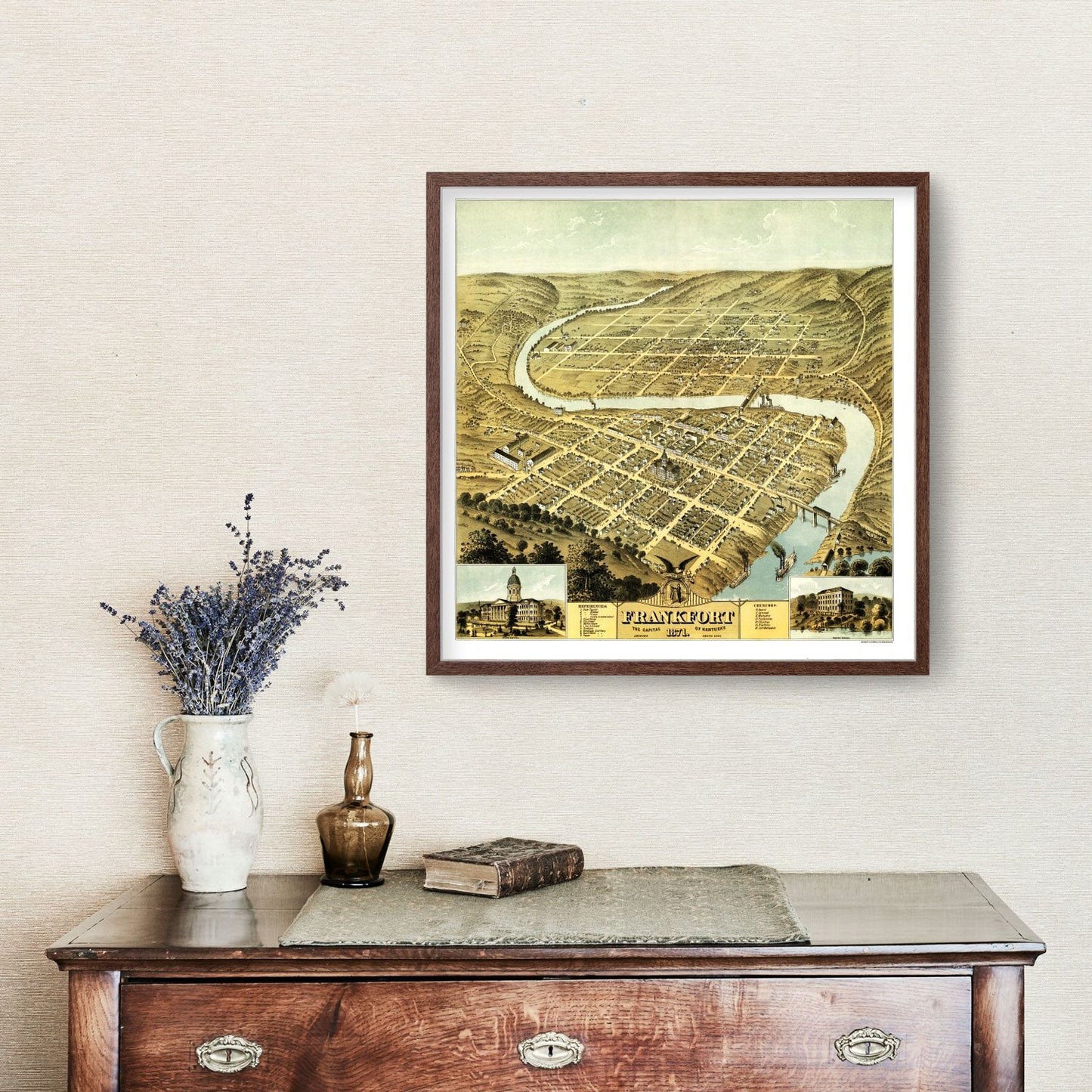 Vintage Map of Frankfort, Kentucky, 1871
