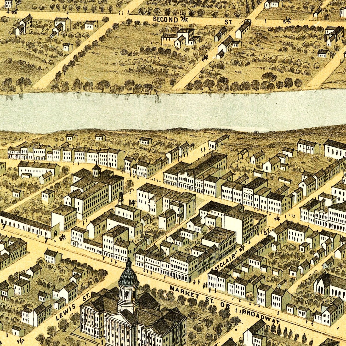 Vintage Map of Frankfort, Kentucky, 1871