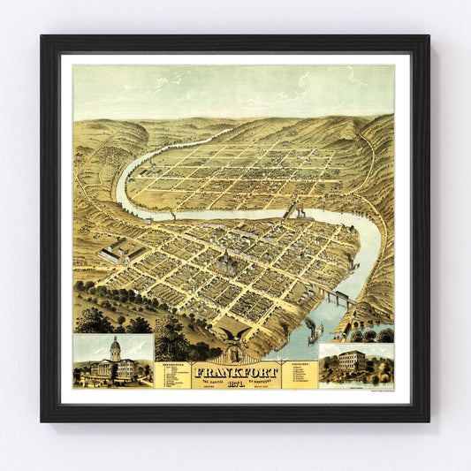 vintage map of Frankfort, Kentucky, 1871