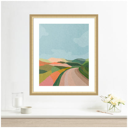 Framed Art Beautiful Landscape with Road by July Art Prints