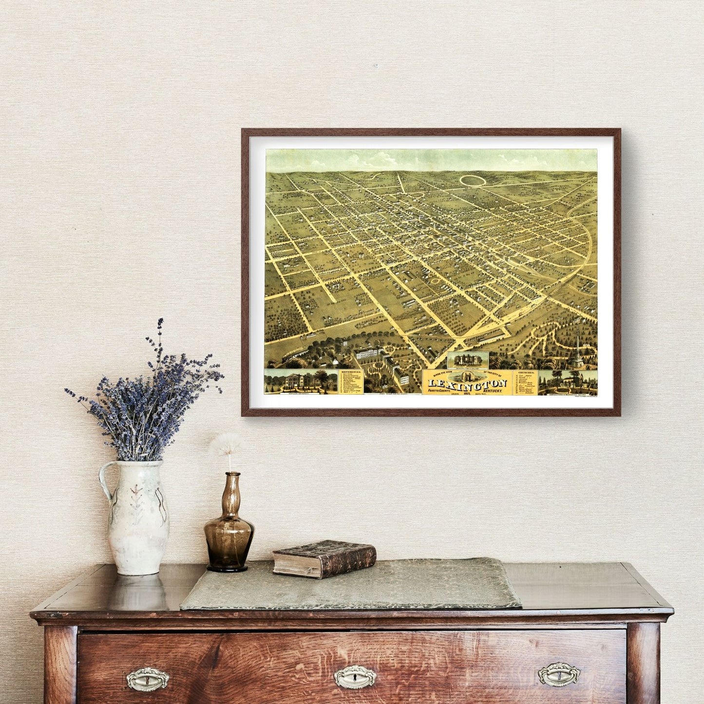 Vintage Map of Lexington, Kentucky, 1871