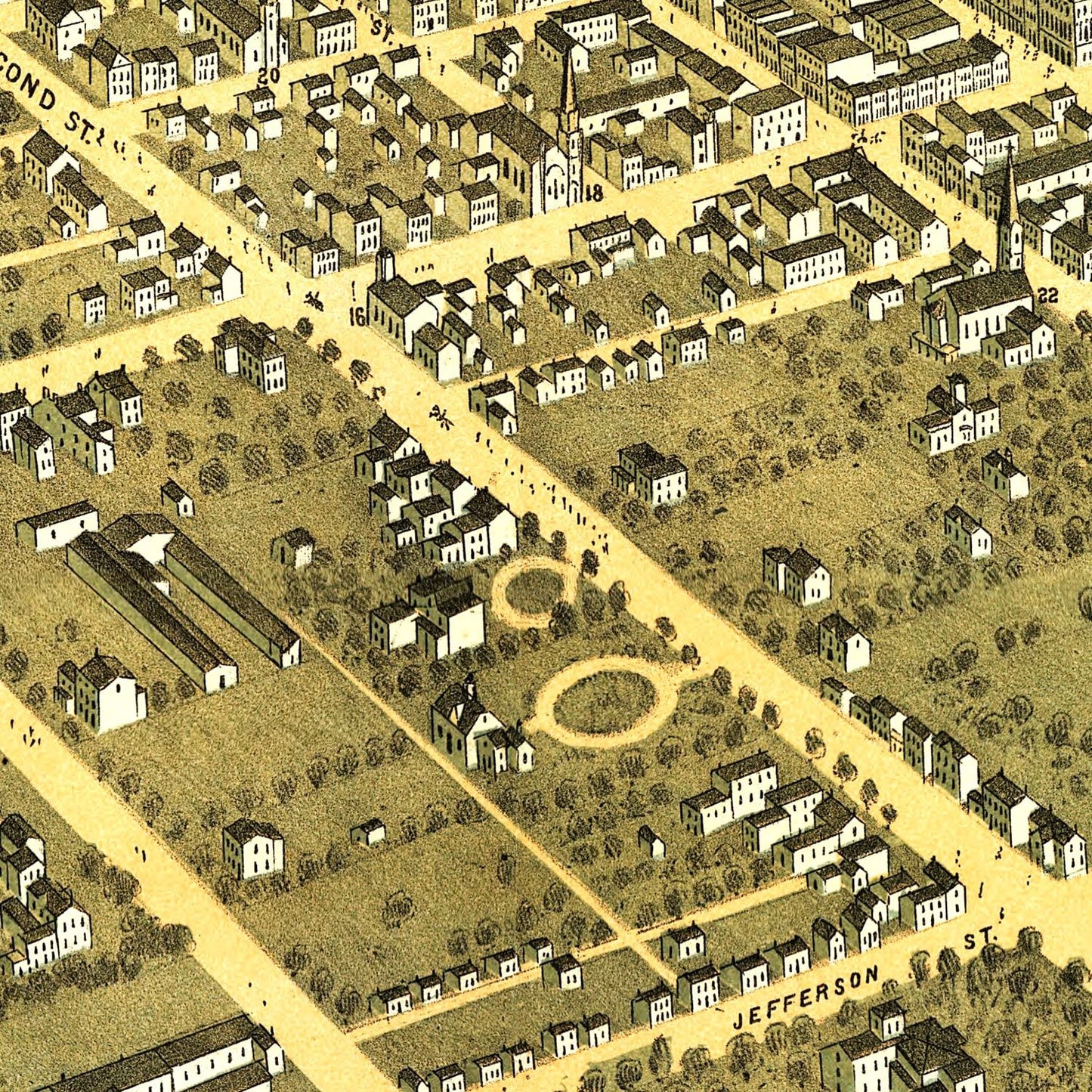 Vintage Map of Lexington, Kentucky, 1871