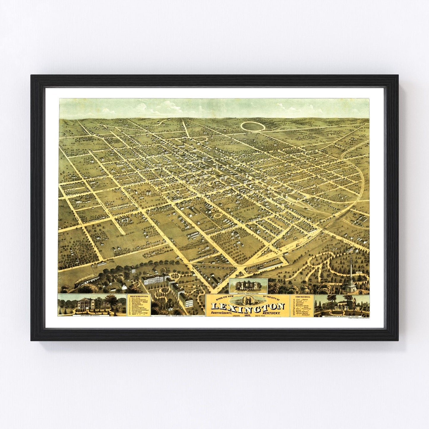Vintage map of Lexington, Kentucky, 1871