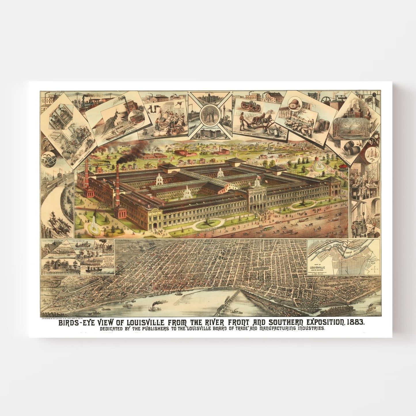 Vintage Map of Louisville, Kentucky, 1883