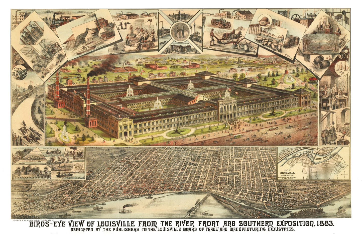Vintage Map of Louisville, Kentucky, 1883
