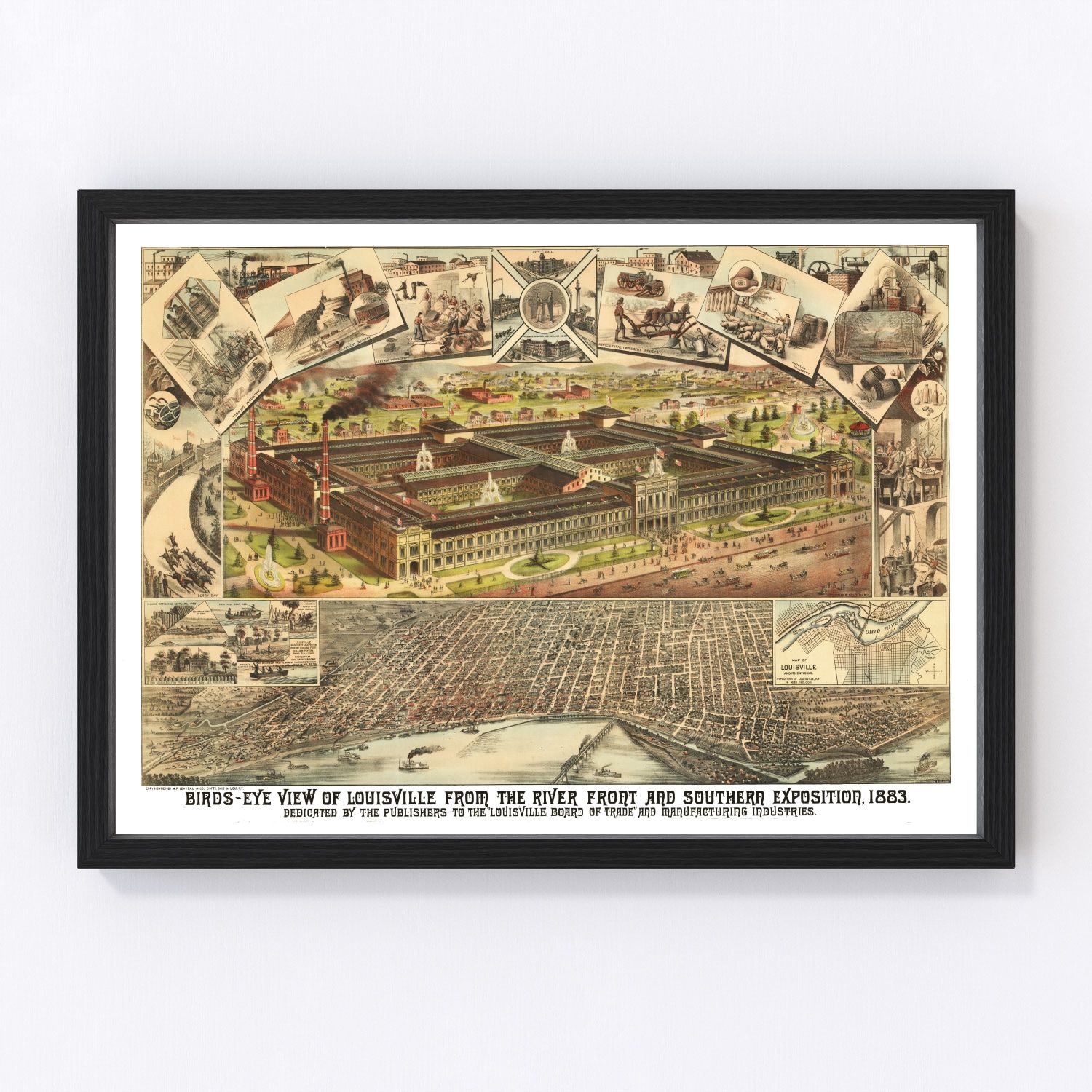 Vintage map of Louisville, Kentucky, 1883
