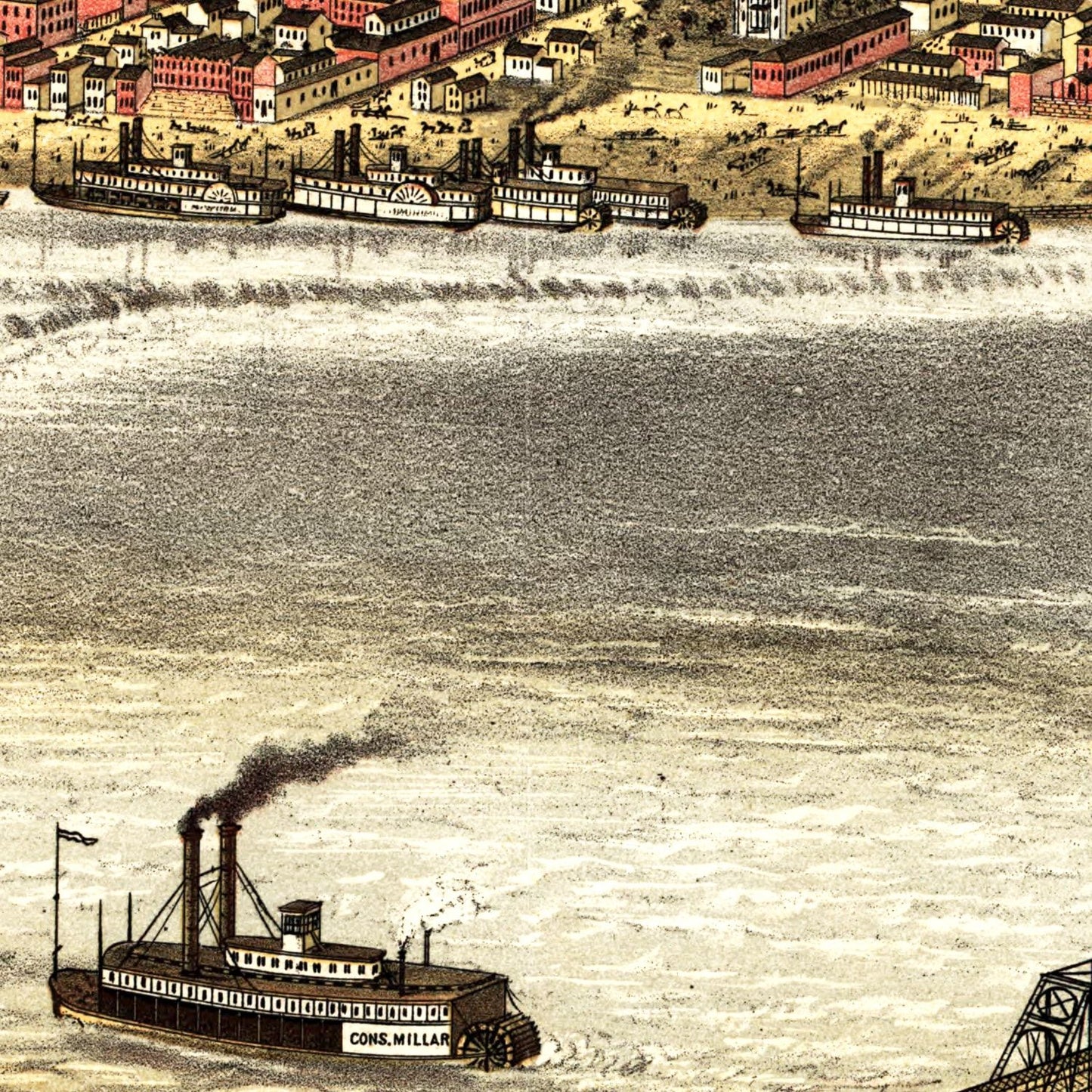 Vintage Map of Louisville, Kentucky, 1876