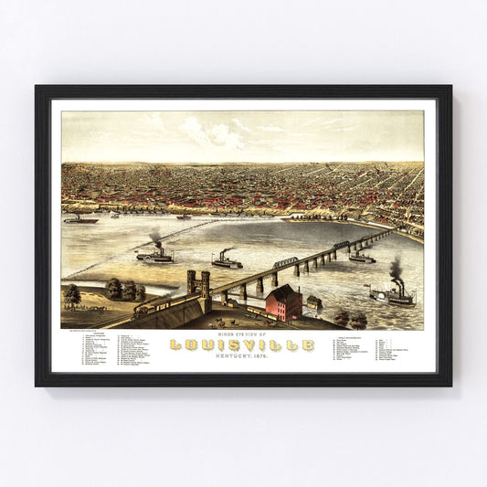 Vintage map of Louisville, Kentucky, 1876