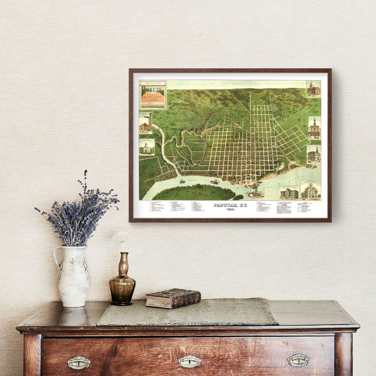 Vintage Map of Paducah, Kentucky, 1889