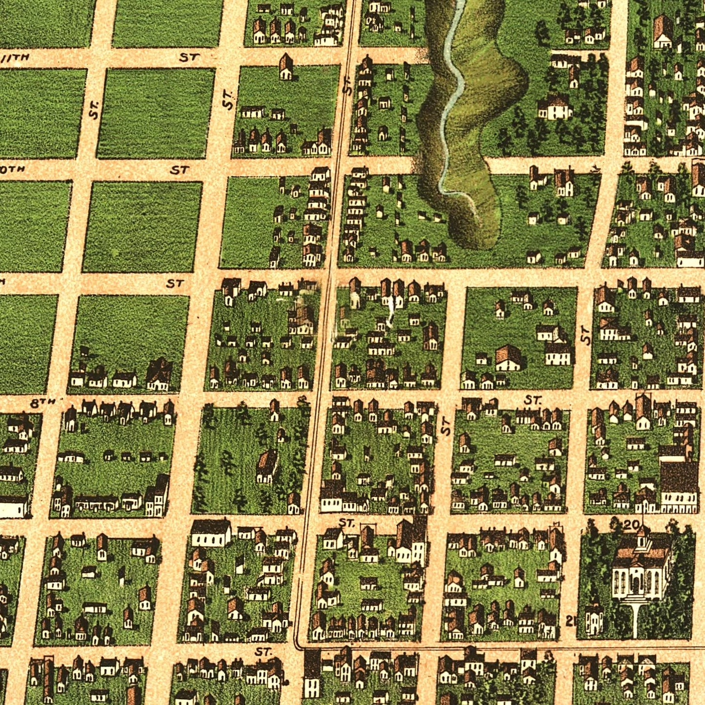 Vintage Map of Paducah, Kentucky, 1889