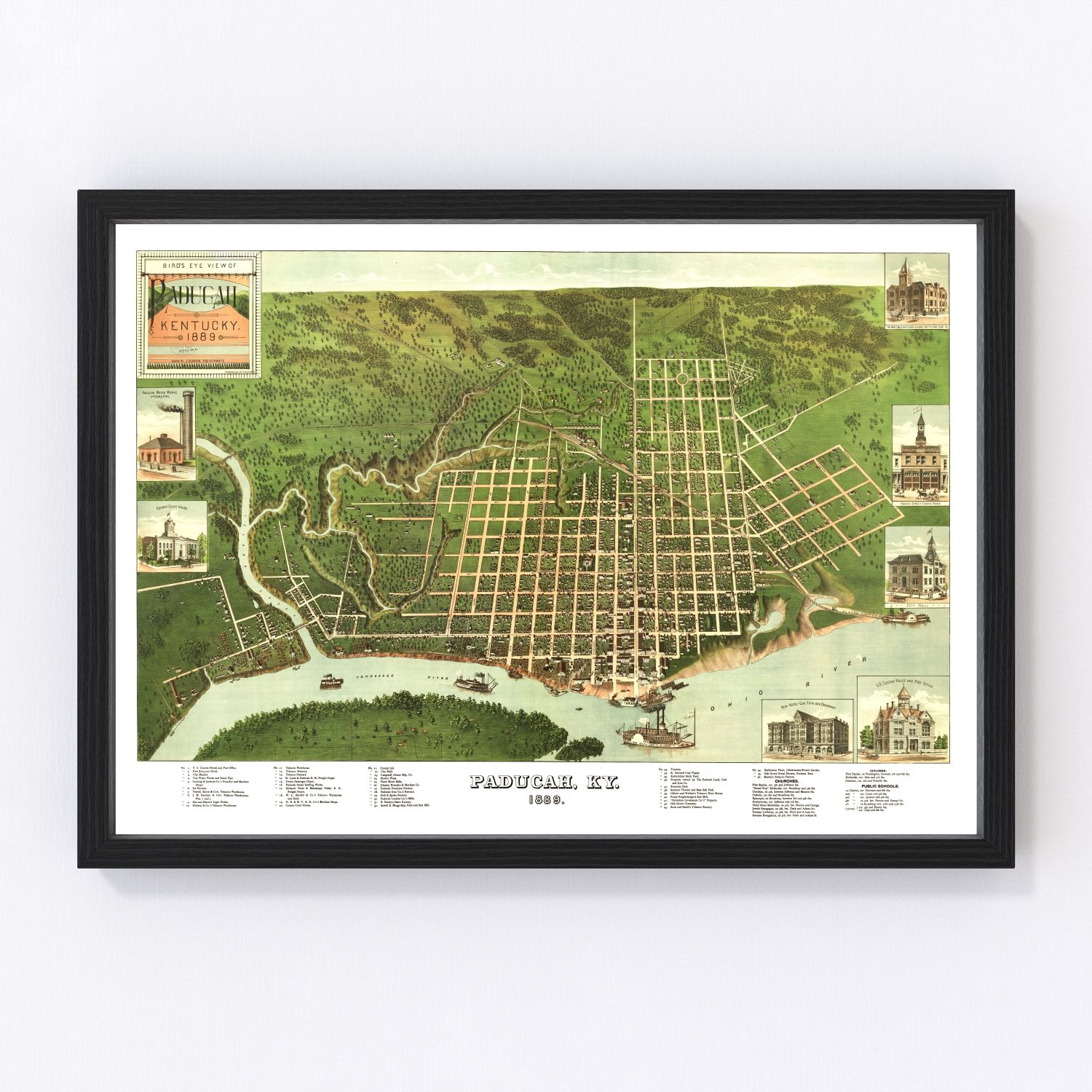 Vintage map of Paducah, Kentucky, 1889