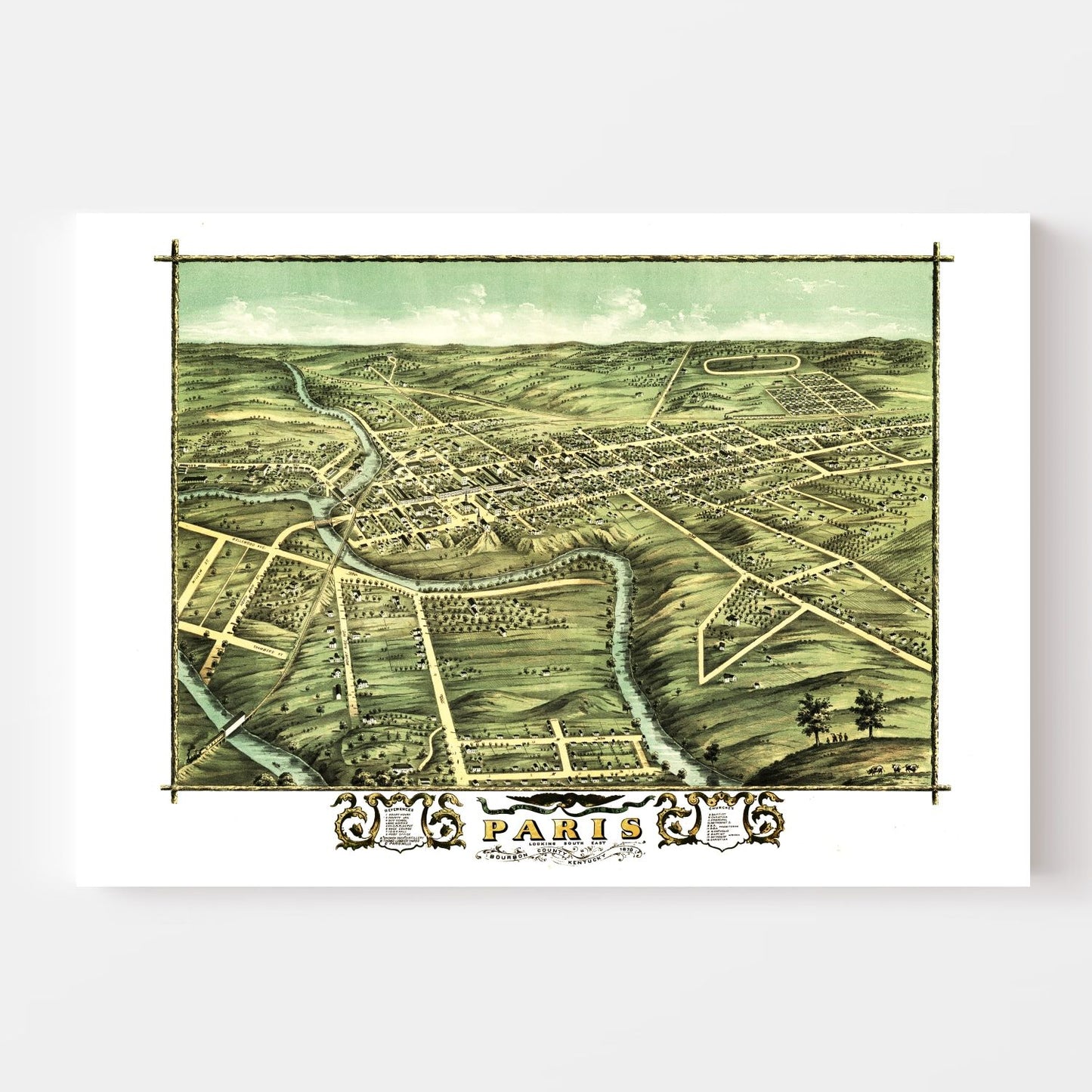 Vintage Map of Paris, Kentucky, 1870