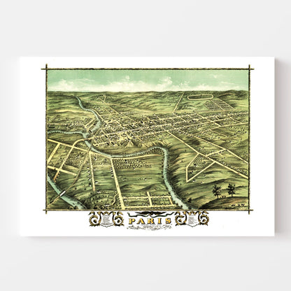 Vintage Map of Paris, Kentucky, 1870