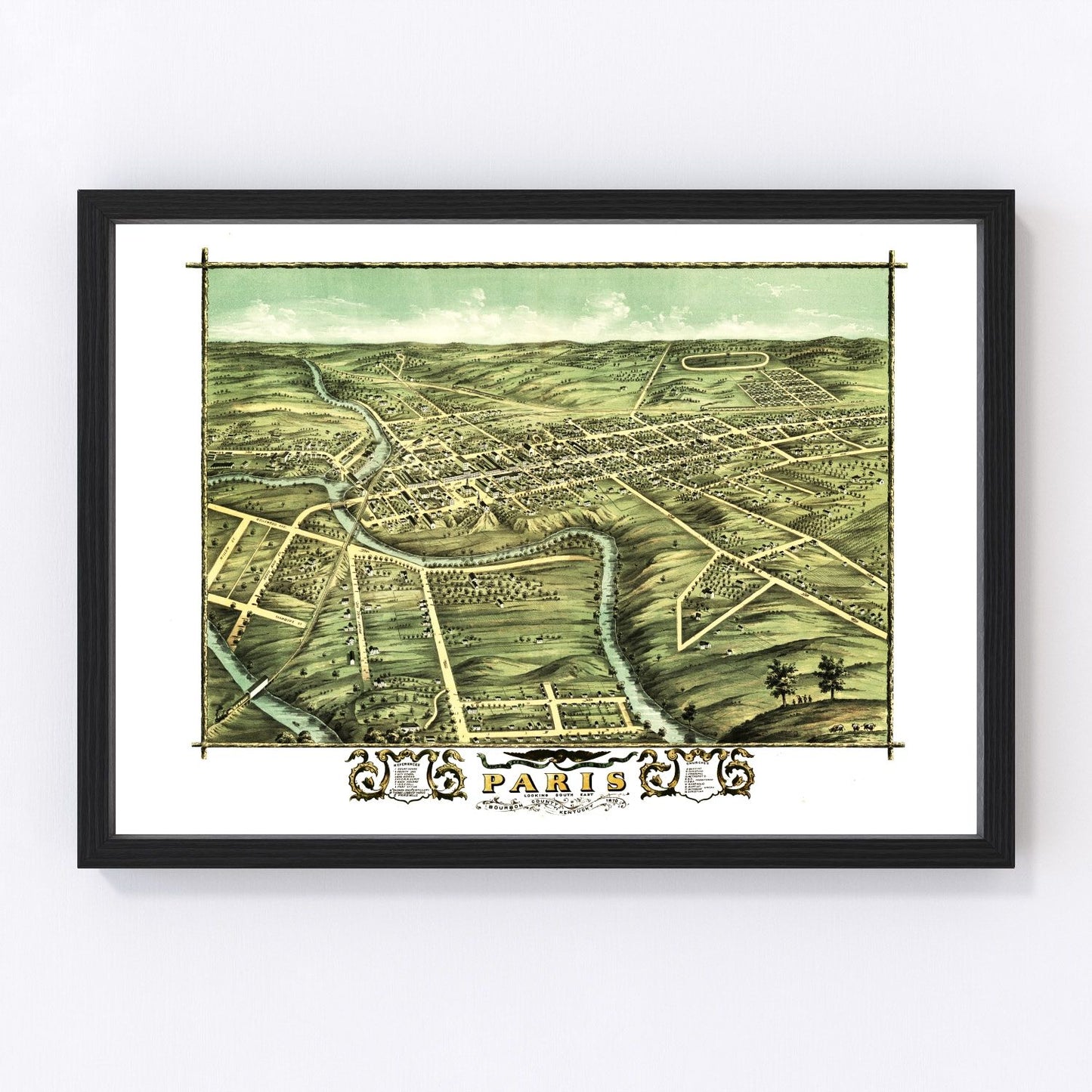 vintage map of Paris, Kentucky, 1870
