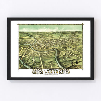 vintage map of Paris, Kentucky, 1870