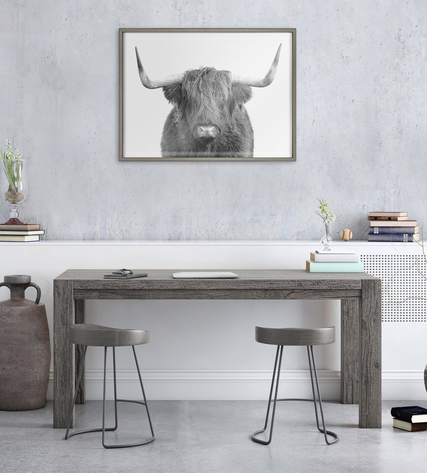 Highland Cow Portrait Framed Wall Art Print