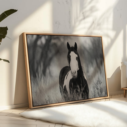 Wild Hearts Run Free Black and White Horse Wall Art