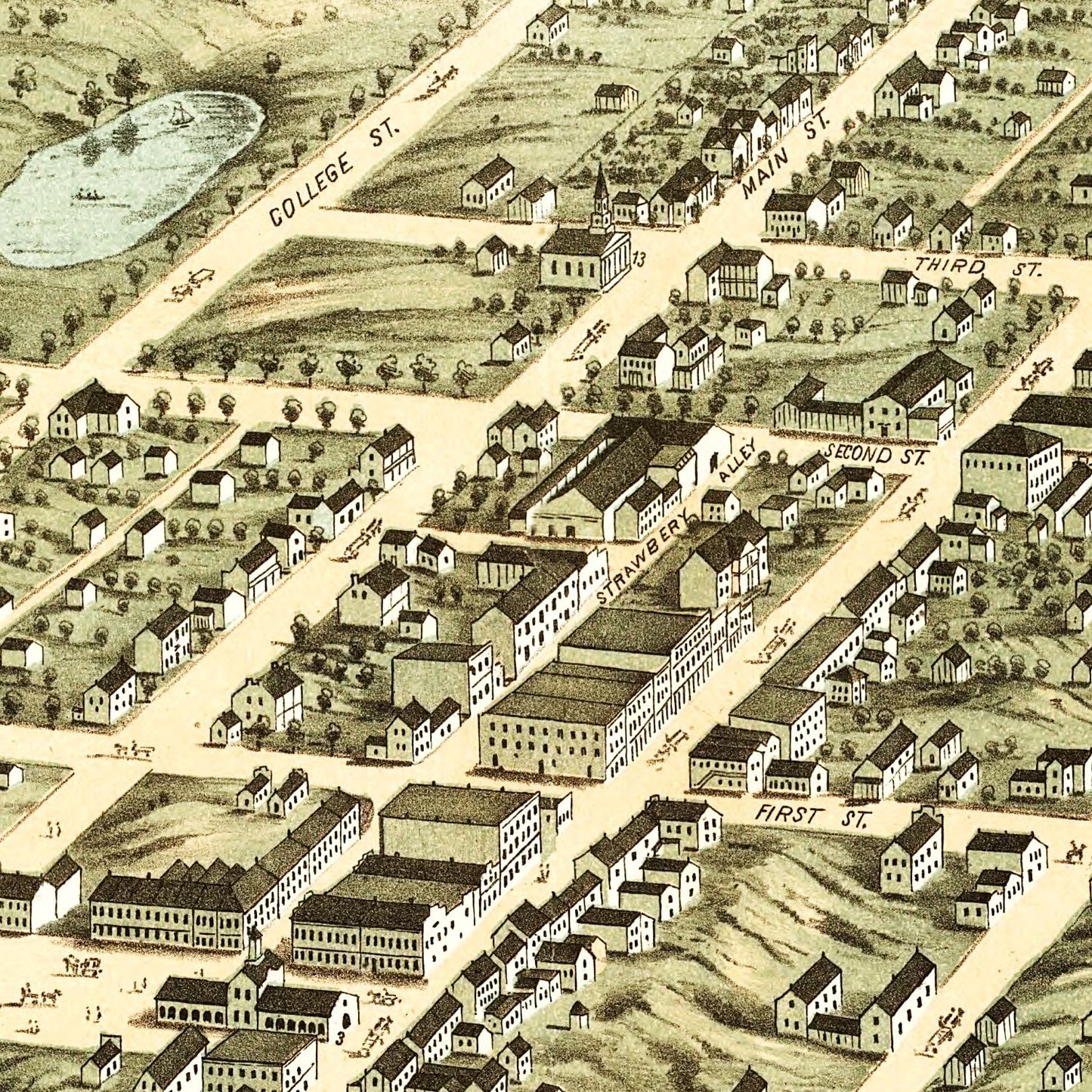 Vintage Map of Clarksville, Tennessee 1870