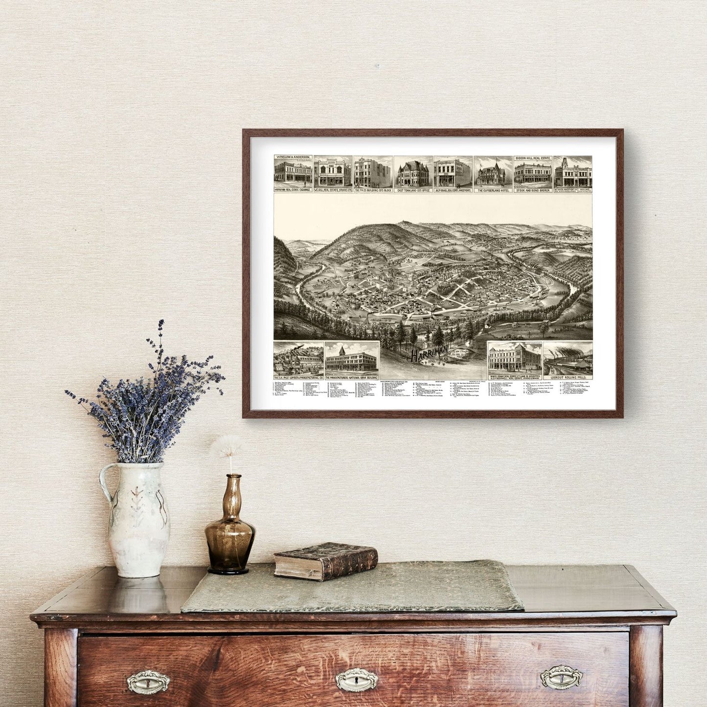 Vintage Map of Harriman, Tennessee, 1892