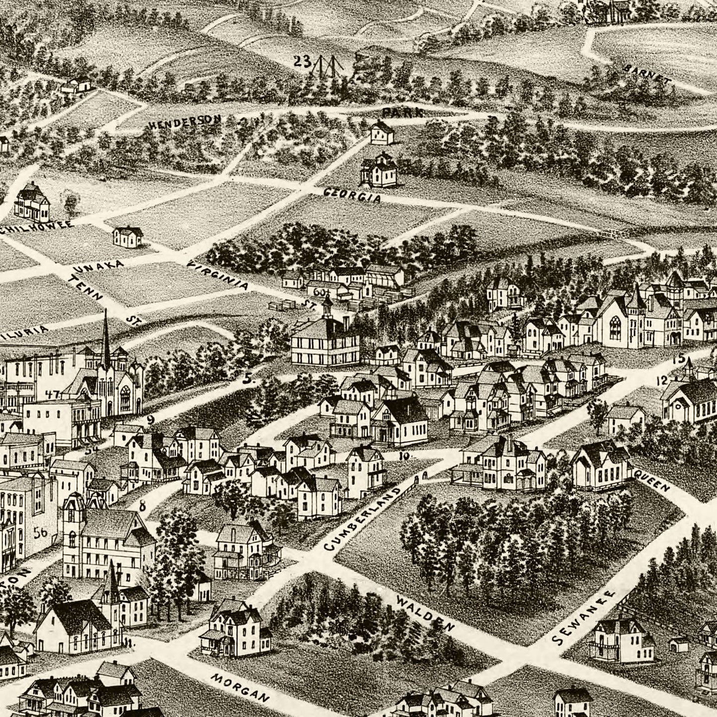 Vintage Map of Harriman, Tennessee, 1892