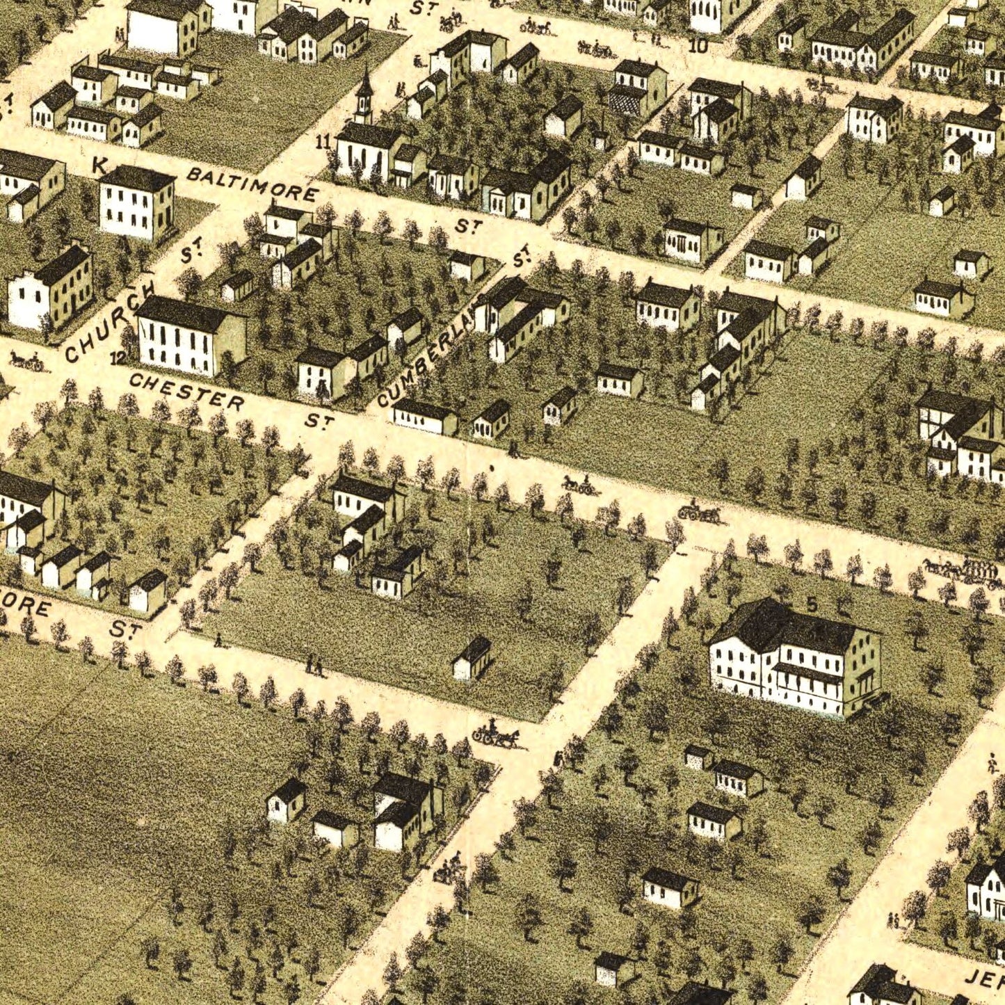 Vintage Map of Jackson, Madison County, Tennessee, 1870