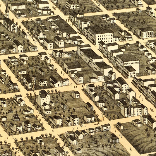 Vintage Map of Knoxville, Knox County, Tennessee, 1871