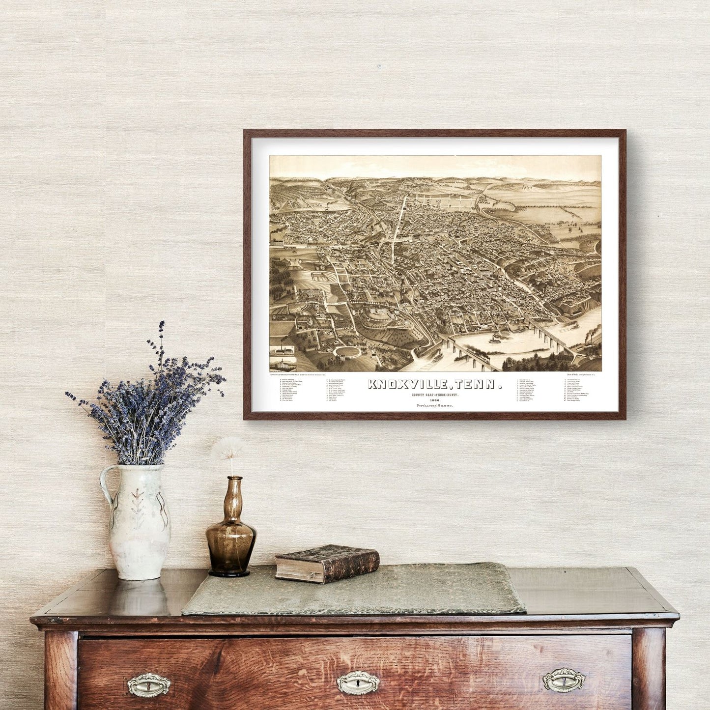 Vintage Map of Knoxville, Tennessee, 1886
