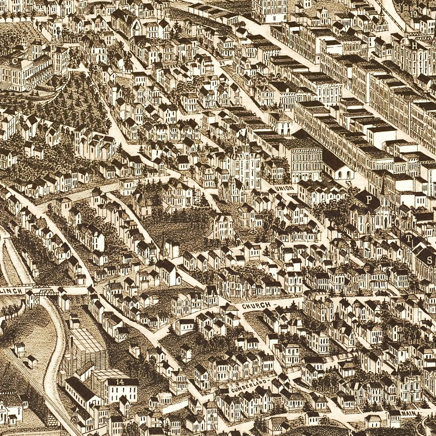 Vintage Map of Knoxville, Tennessee, 1886