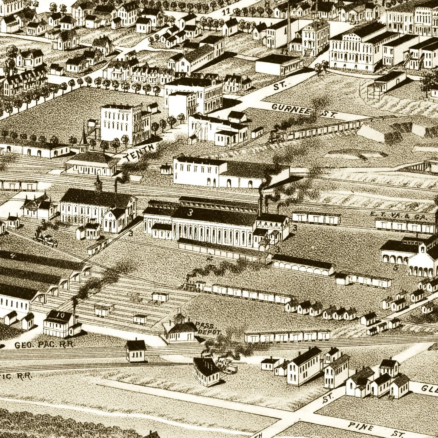 Vintage Map of Anniston, Alabama, 1887