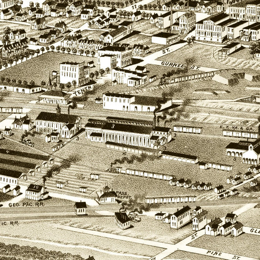Vintage Map of Anniston, Alabama, 1887