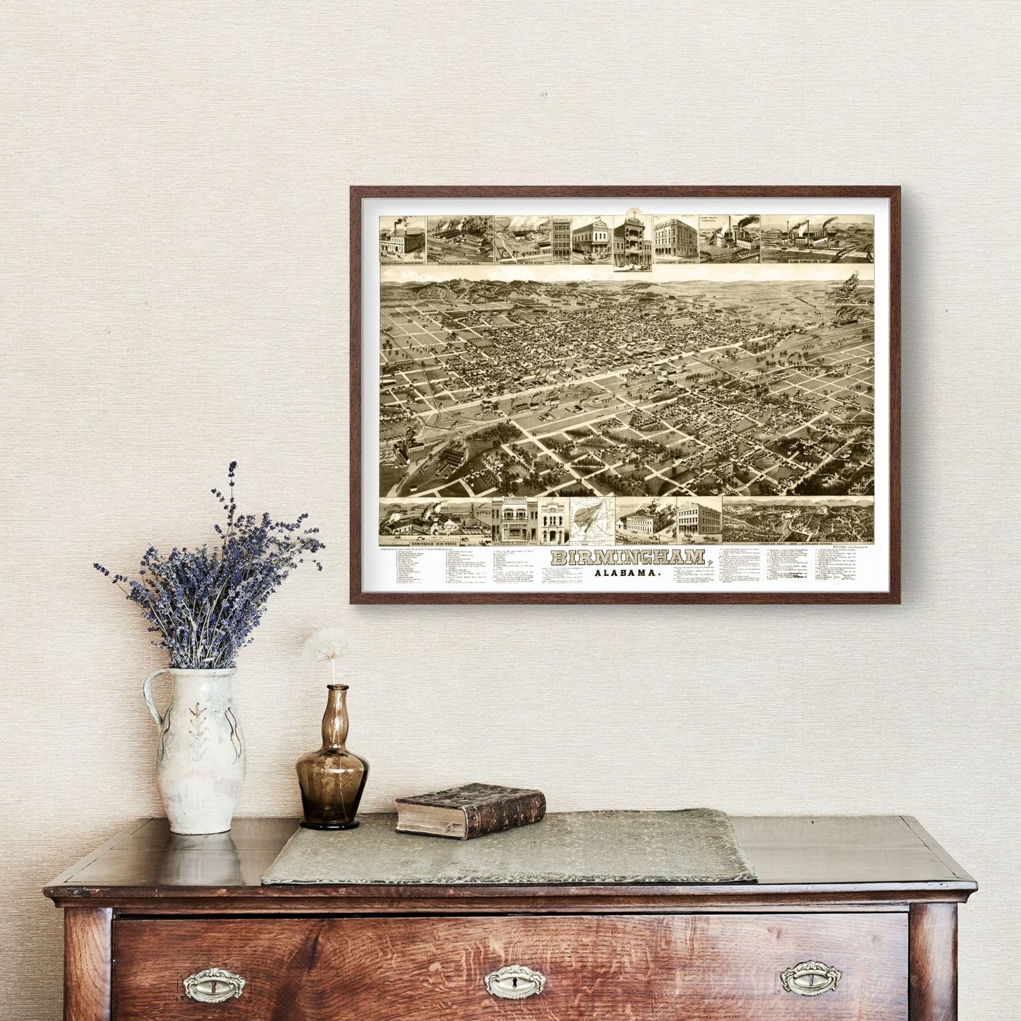 Vintage Map of Birmingham, Alabama, 1885