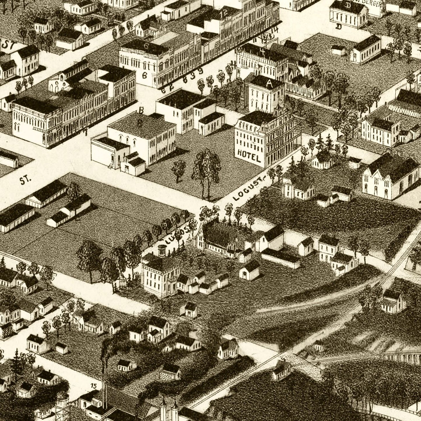 Vintage Map of Gadsden, Alabama, 1887