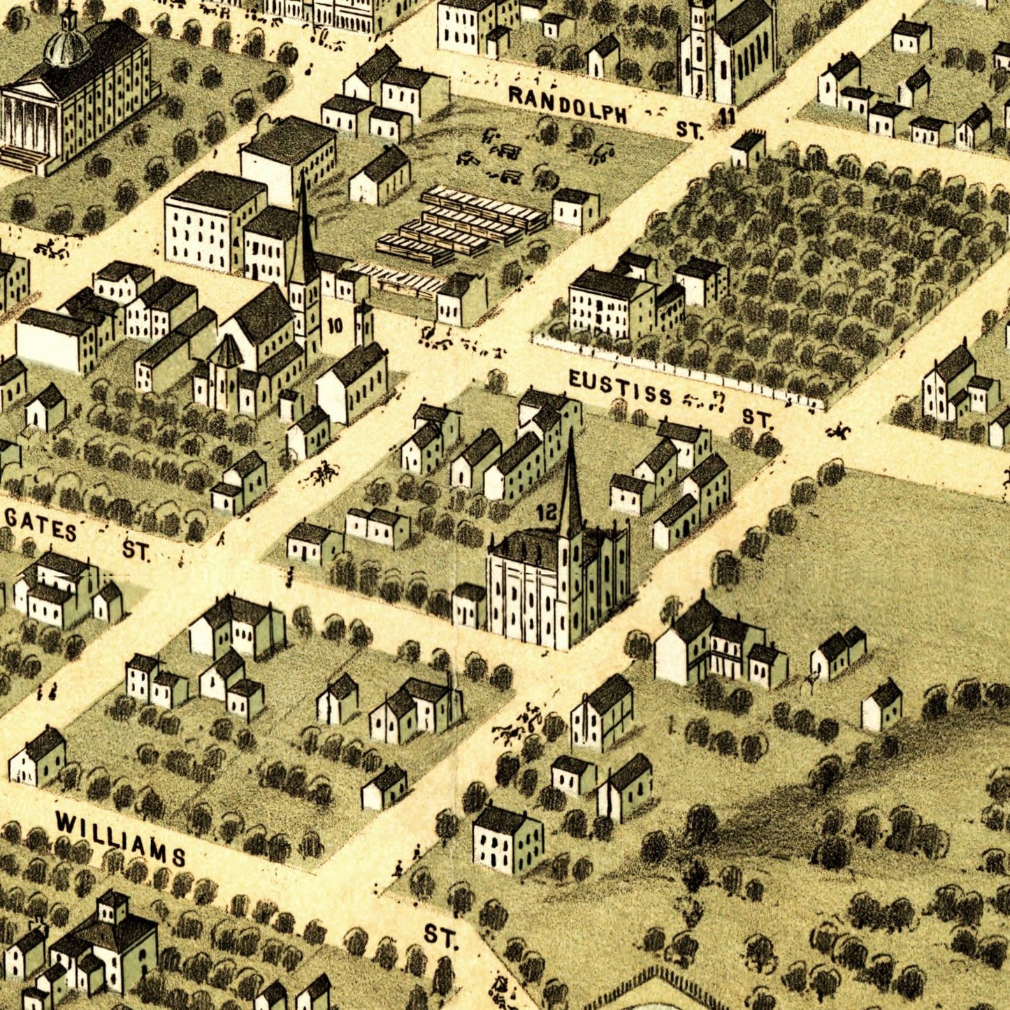 Vintage Map of Huntsville, Madison County, Alabama, 1871