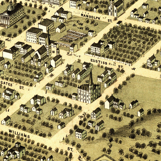 Vintage Map of Huntsville, Madison County, Alabama, 1871