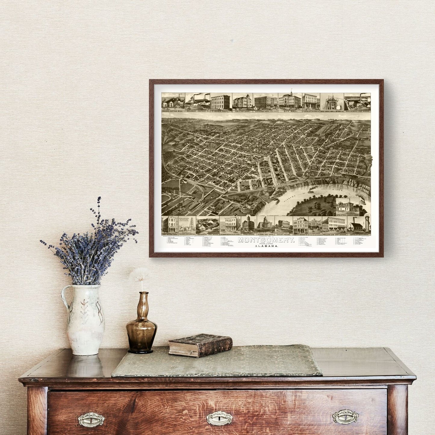Vintage Map of Montgomery, Alabama, 1887
