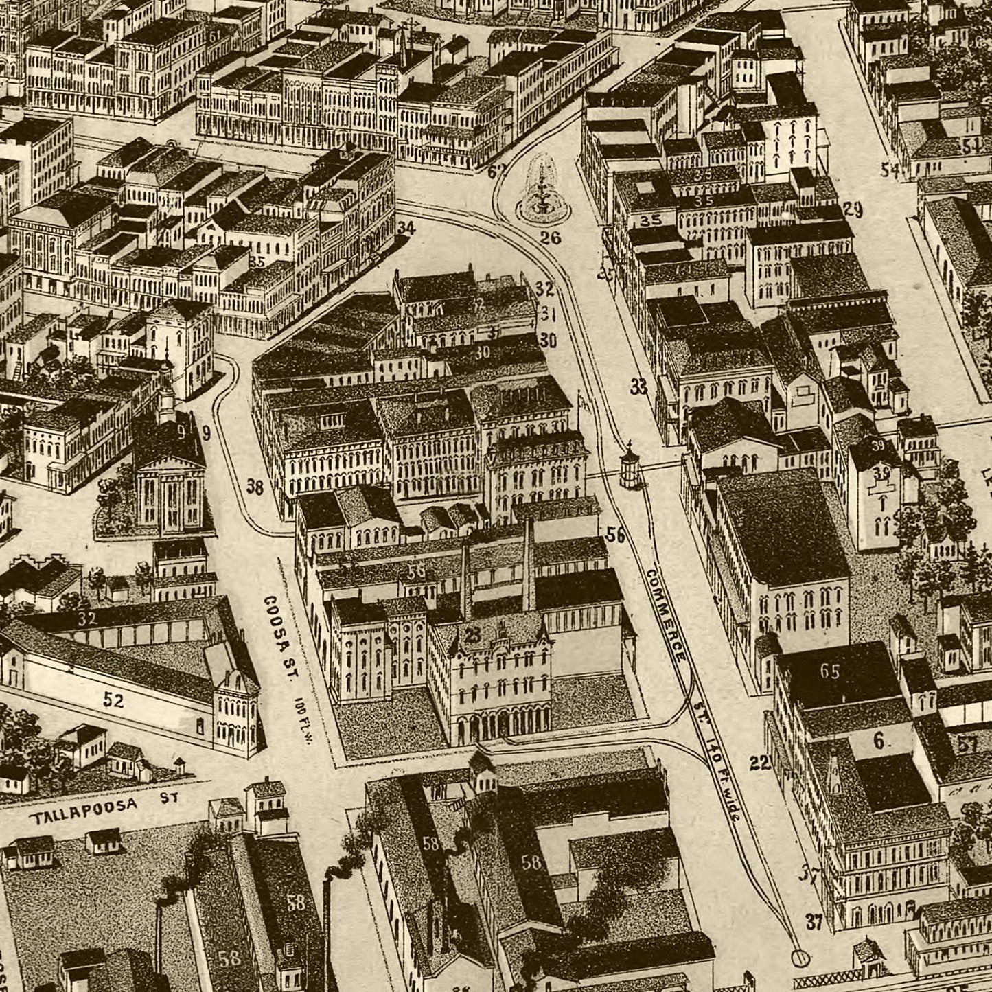 Vintage Map of Montgomery, Alabama, 1887