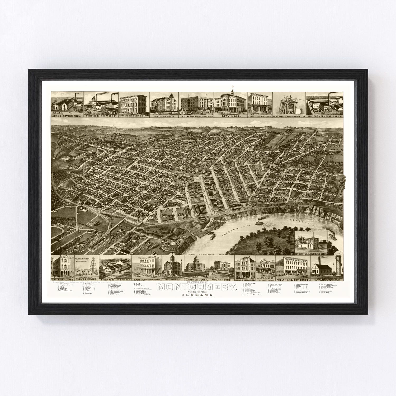 Vintage map of Montgomery, Alabama, 1887