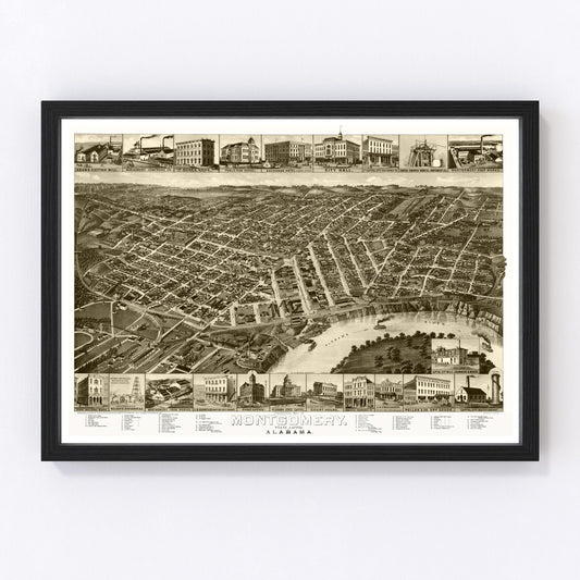 Vintage map of Montgomery, Alabama, 1887
