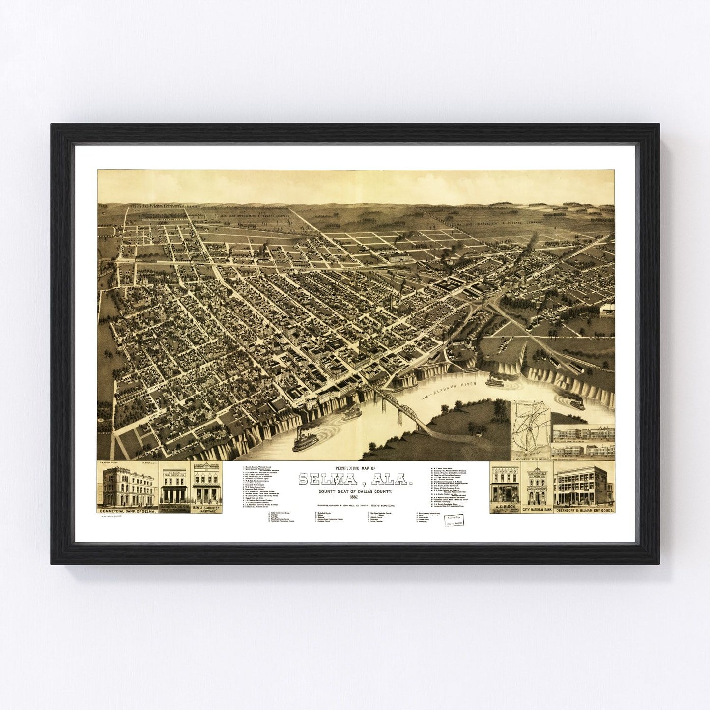 vintage map of Selma, Alabama, 1887
