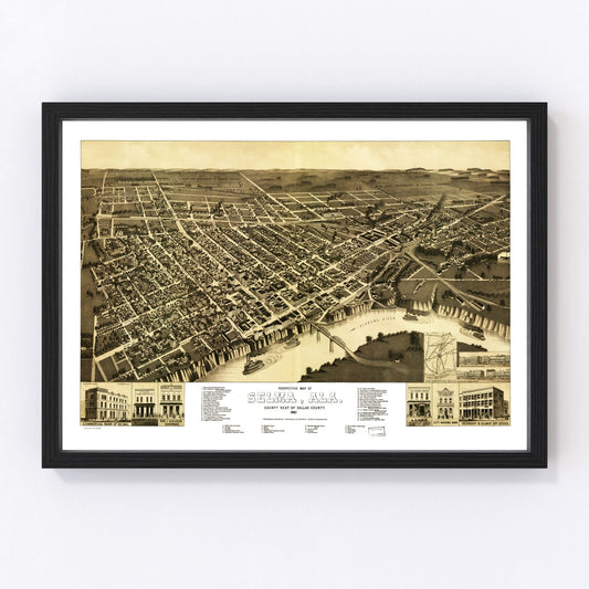 vintage map of Selma, Alabama, 1887