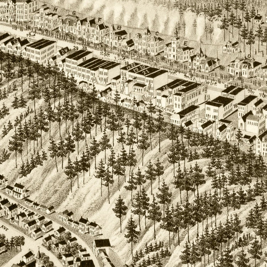 Vintage Map of Hot Springs, Garland County, Arkansas, 1888