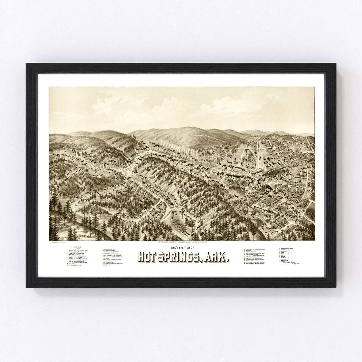 vintage map of Hot Springs, Arkansas, 1888
