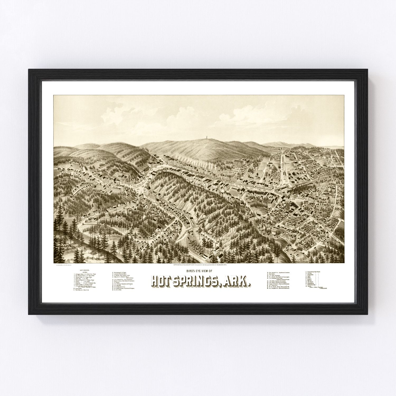 vintage map of Hot Springs, Arkansas, 1888