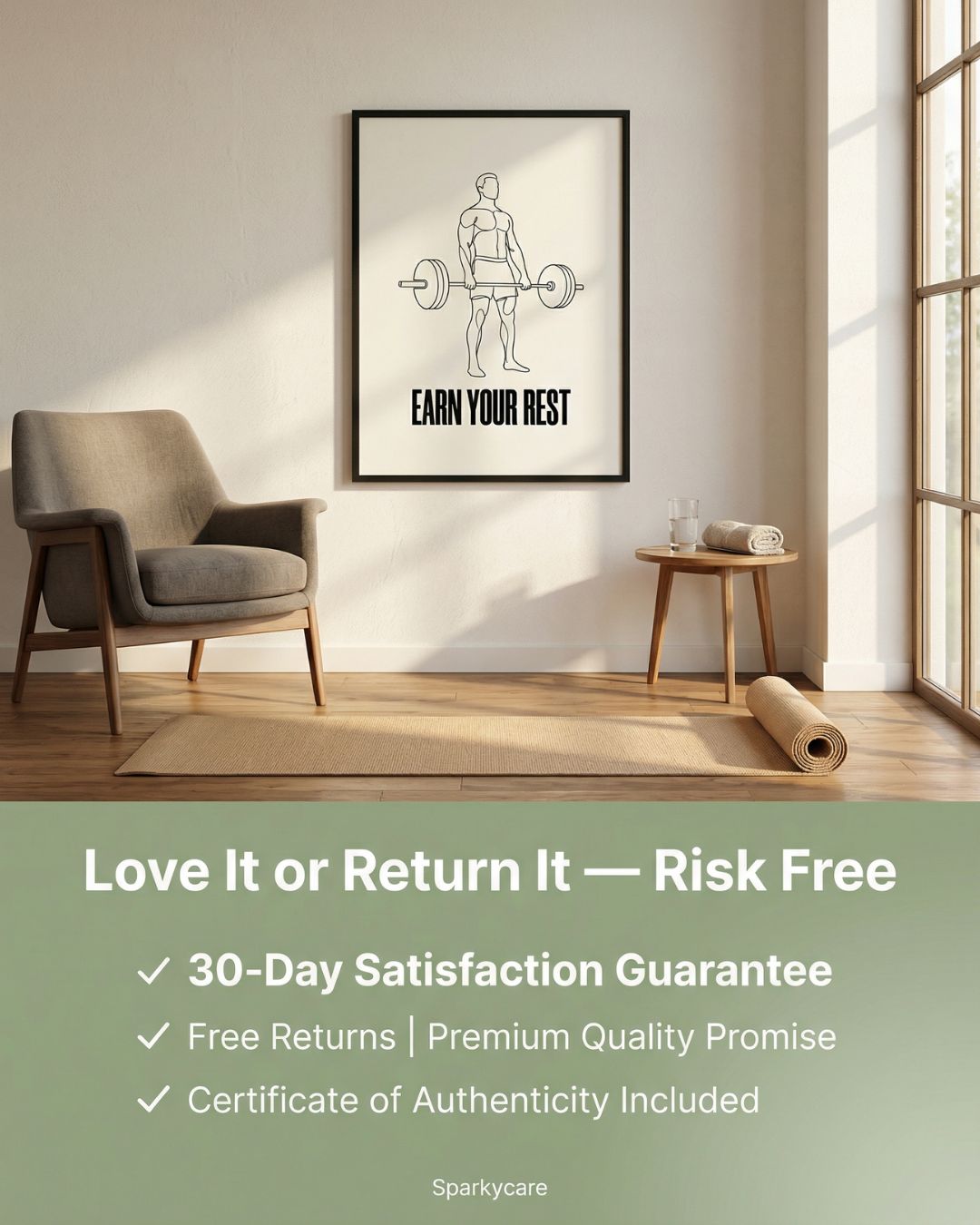 Earn Your Rest — Minimalist Deadlift Gym Poster