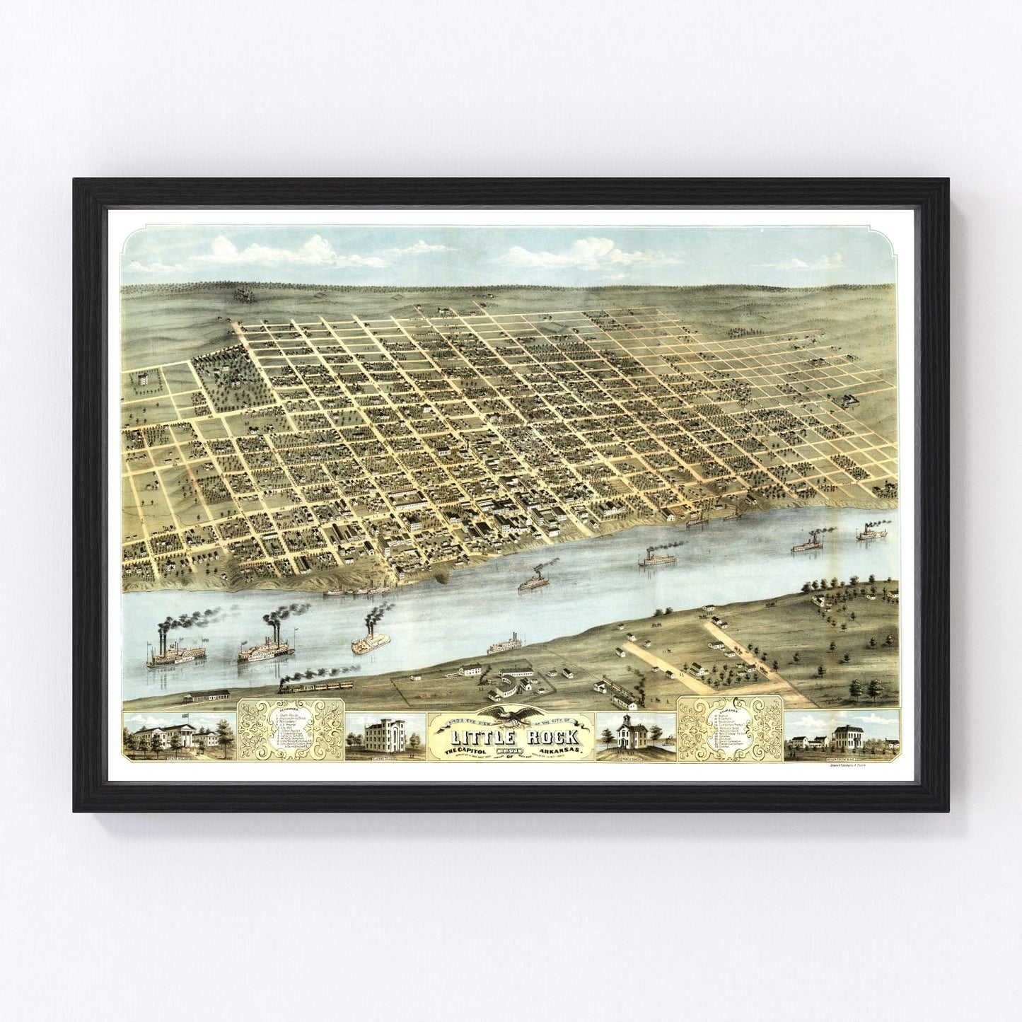 vintage map of Little Rock, Arkansas, 1871
