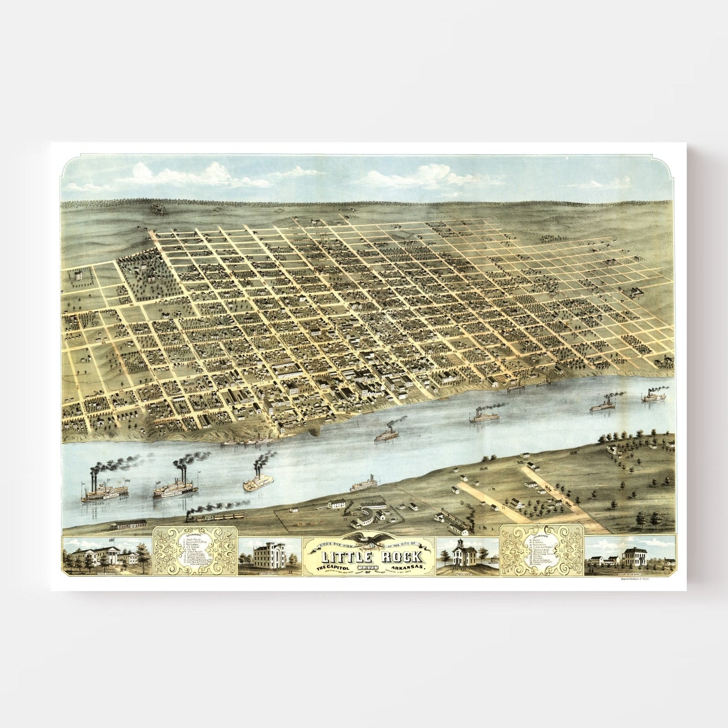 Vintage Map of Little Rock, Arkansas, 1871