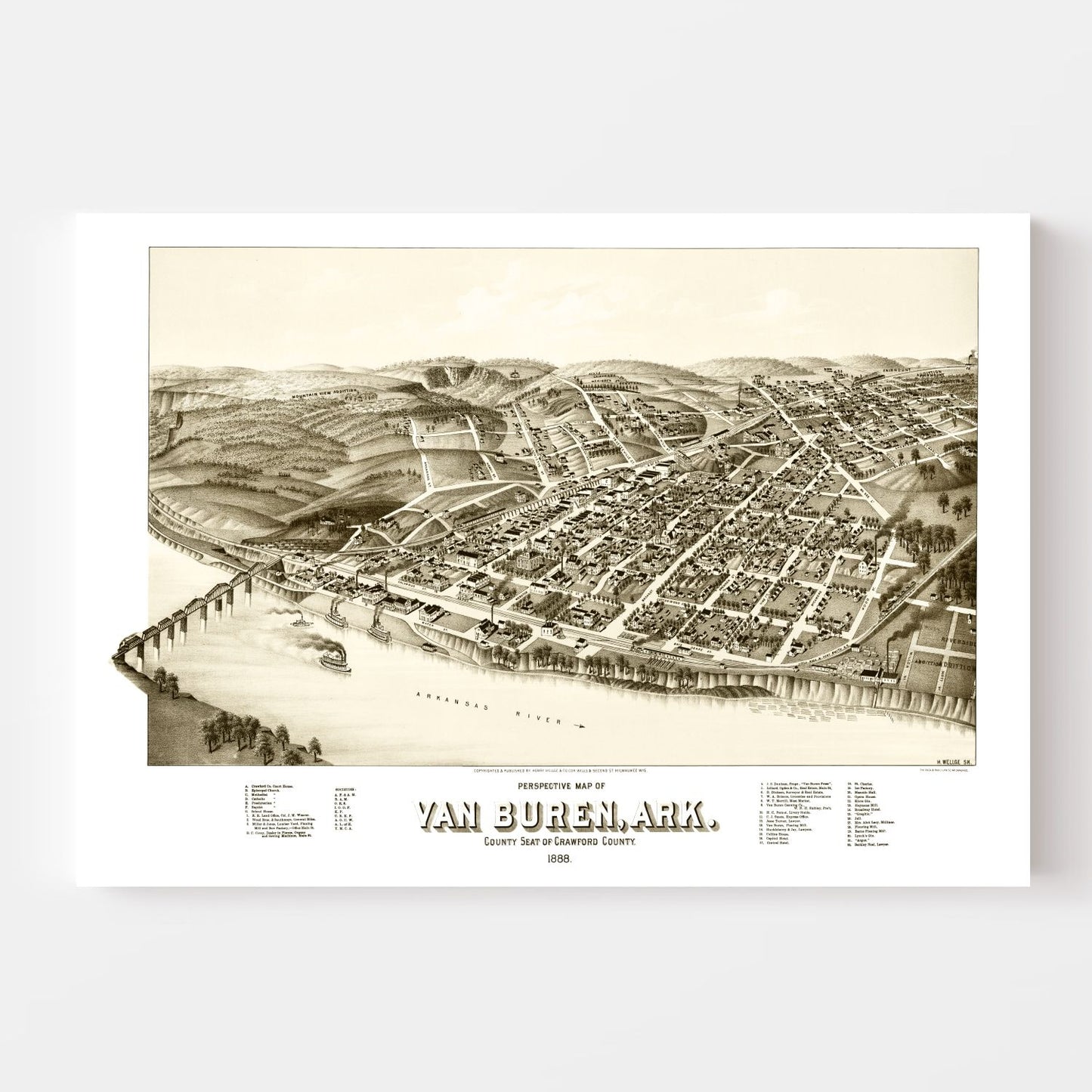Vintage Map of Van Buren, Arkansas, 1888