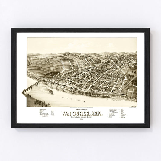 Vintage map of Van Buren, Arkansas, 1888