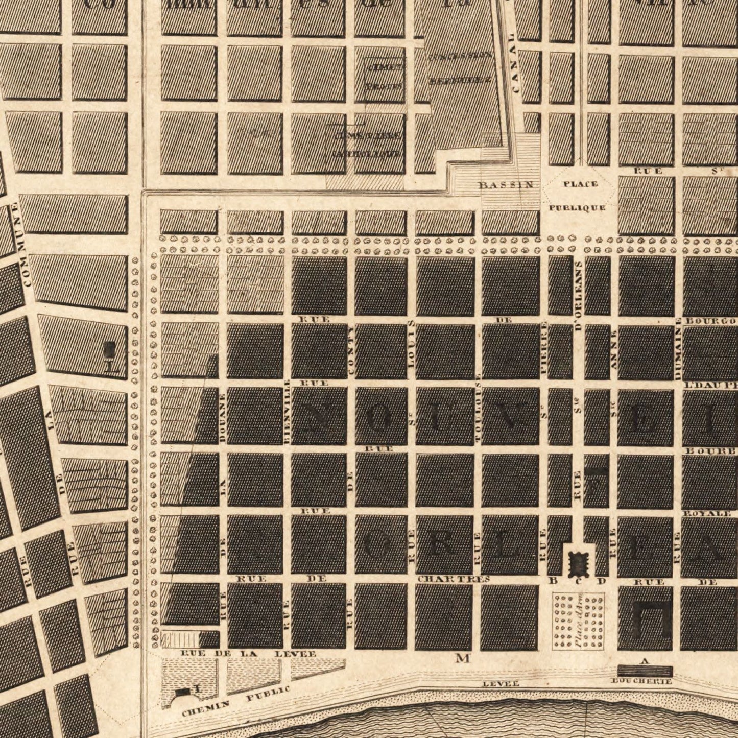 Vintage Map of New Orleans, Louisiana, 1817
